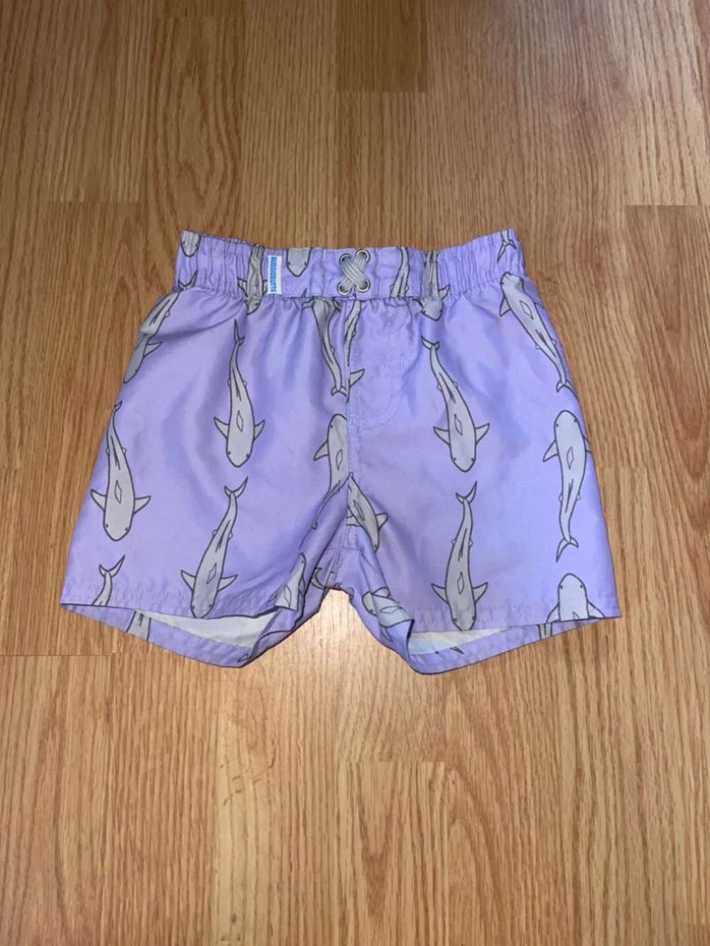 Rugged Butts  by RuffleButts Size 2t Purple Jawsome Shark Print Swim Trunks
